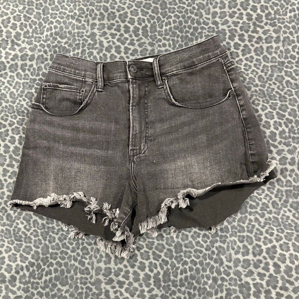 Abercrombie & Fitch Miraise Boyfriend Shorts 27 Black Distressed Cutoff Denim